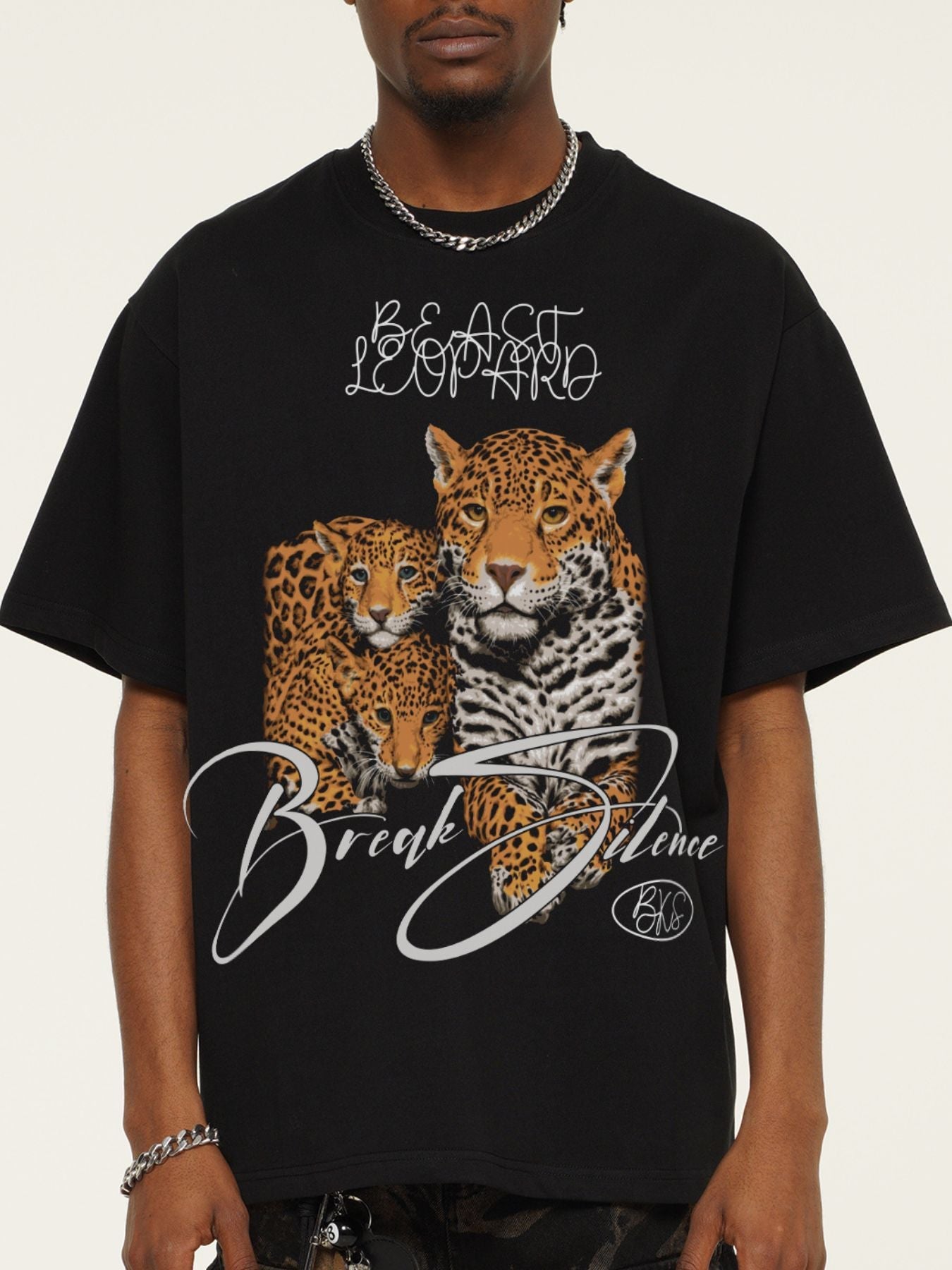 Men's Vintage Leopard Graphic Round Neck T-Shirt