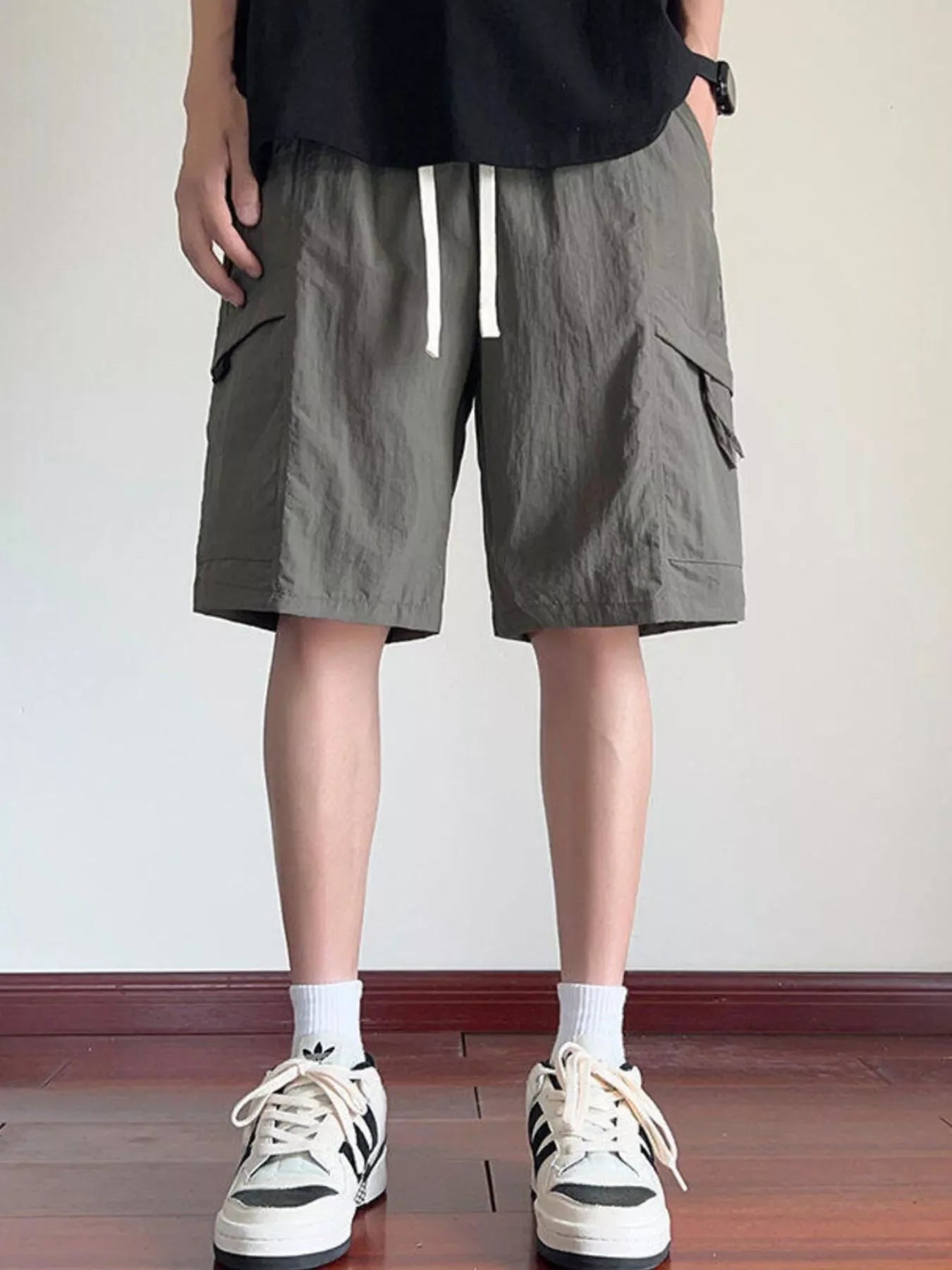 Men's Plus Size Cargo Shorts with Drawstring