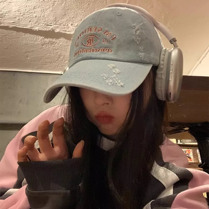Embroidered Distressed Baseball Cap