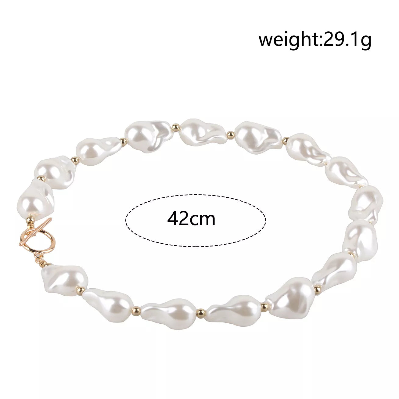 Synthetic Pearl Necklace with Toggle Clasp