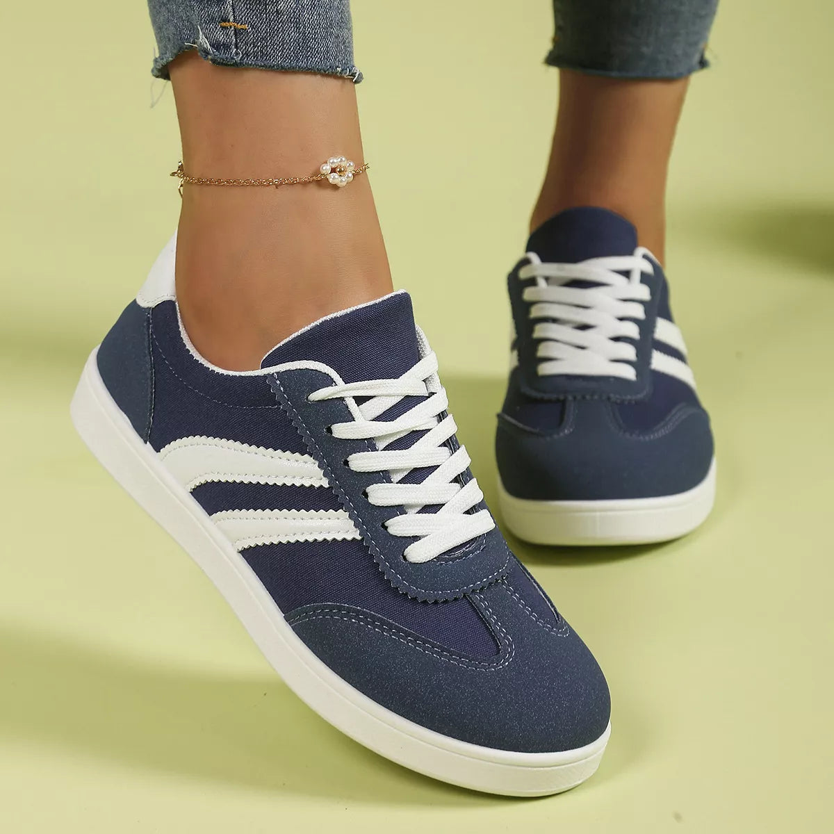 Casual Striped Flats Sneakers
