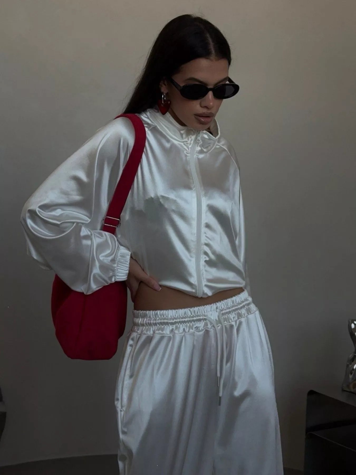 Zip Up Raglan Sleeve Jacket and Pants Set