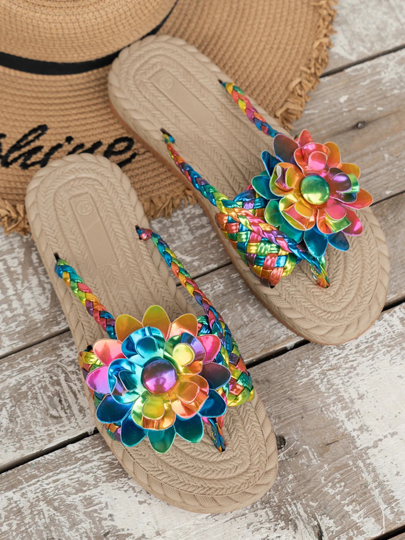 Floral Embellished Comfort Slide Sandals