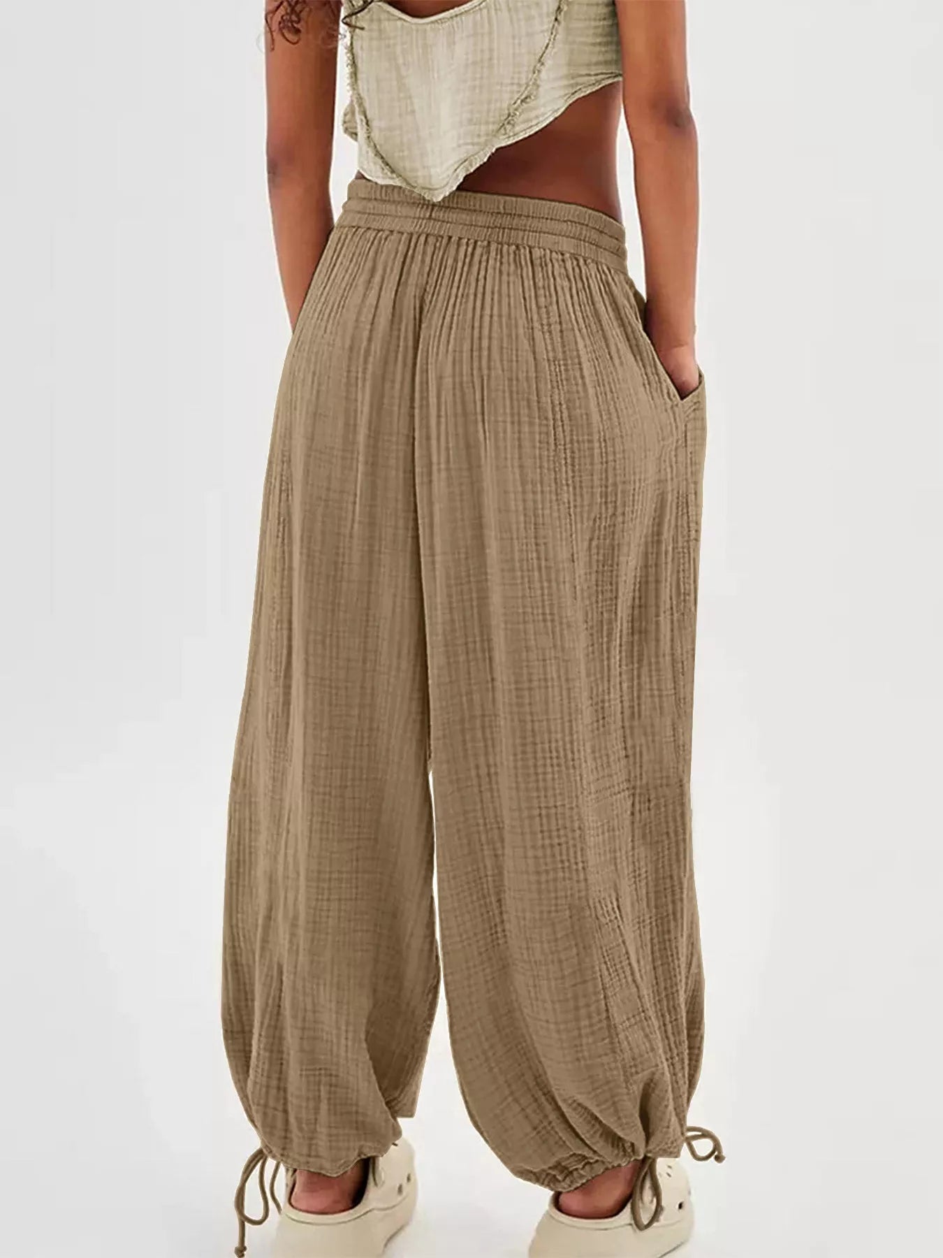 Loose Fit Gauze Drawstring Pants