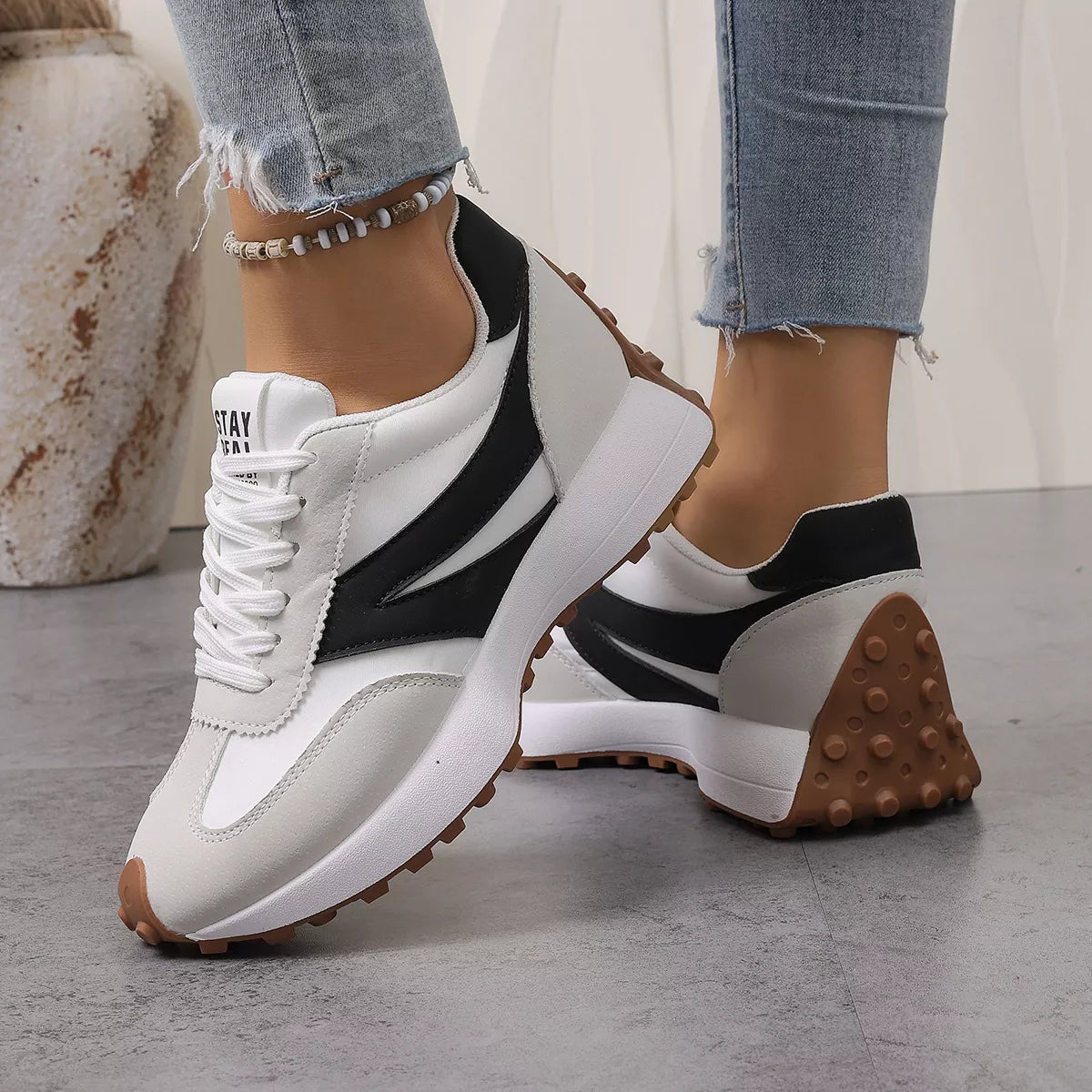 Color‑Blocked Platform Casual Sneakers