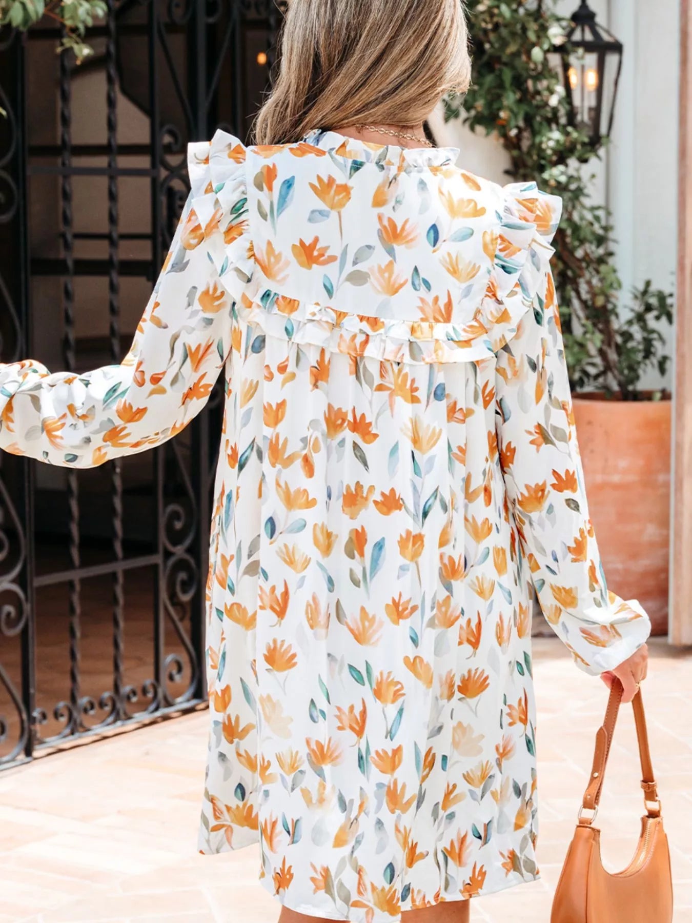 Bohemian Floral Print Ruffle Mini Dress