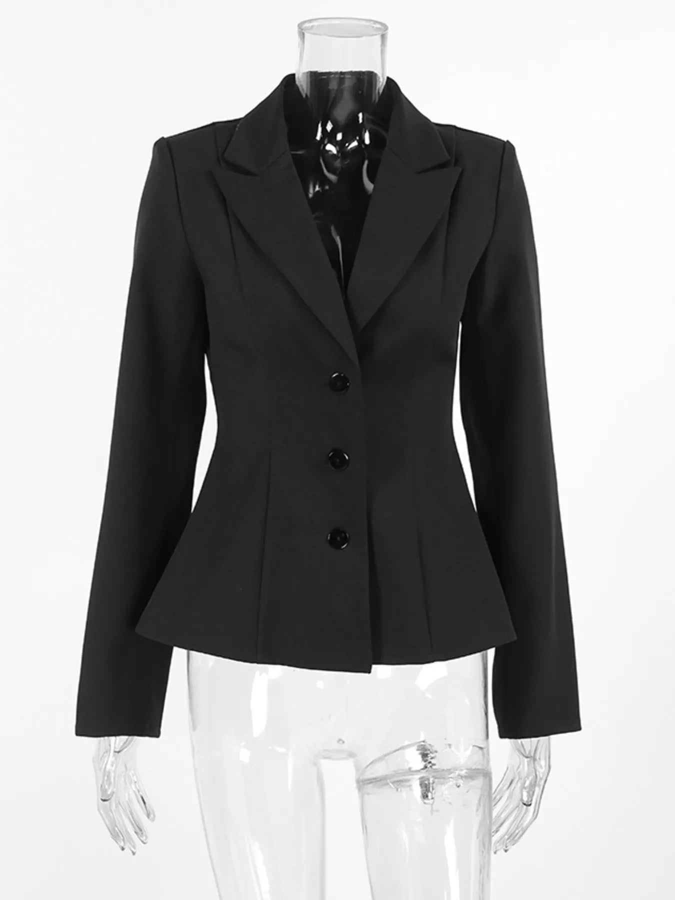 Lapel Collar Button Up Blazer