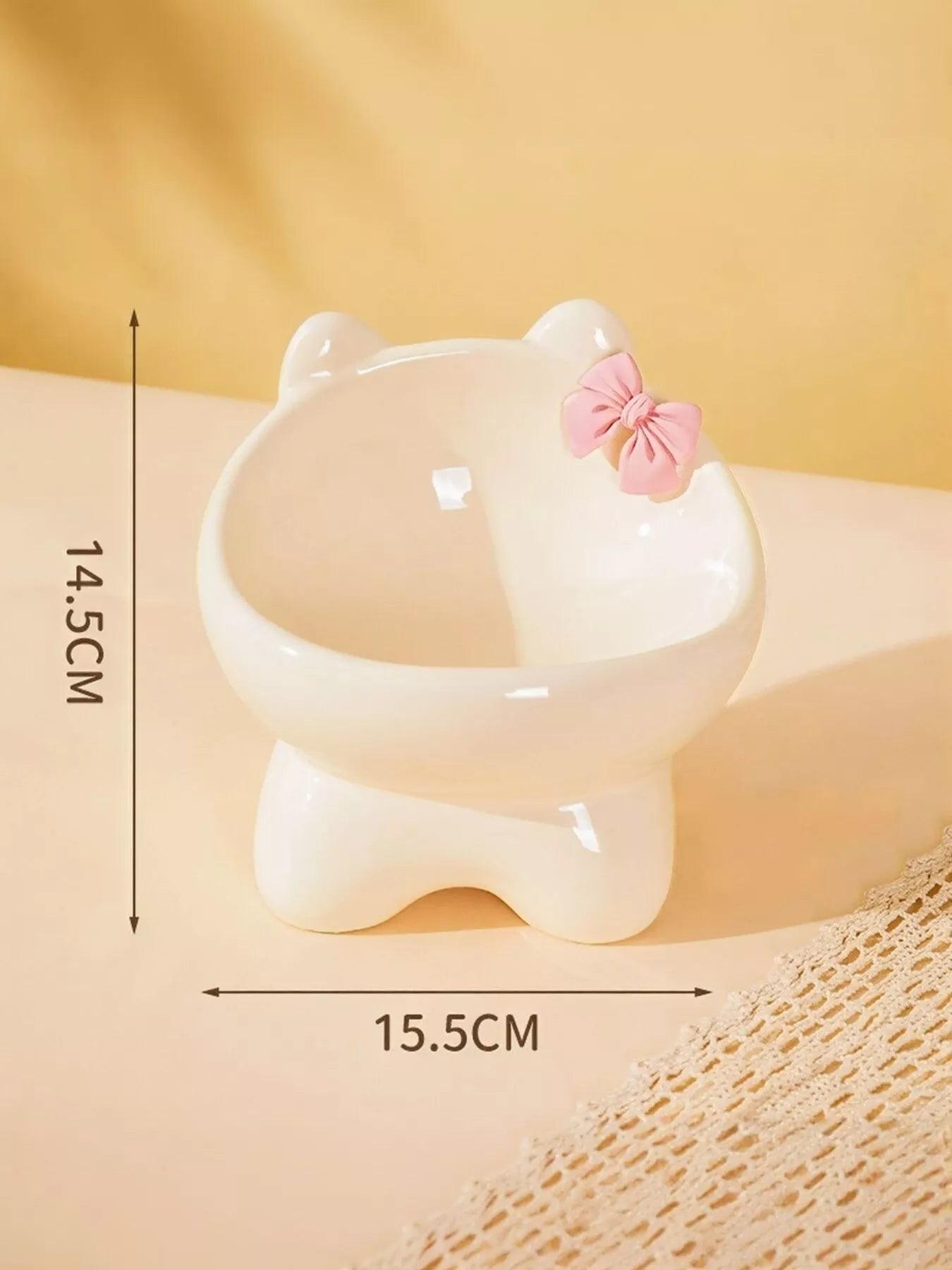 Ceramic Pet Bowl with Bowknot