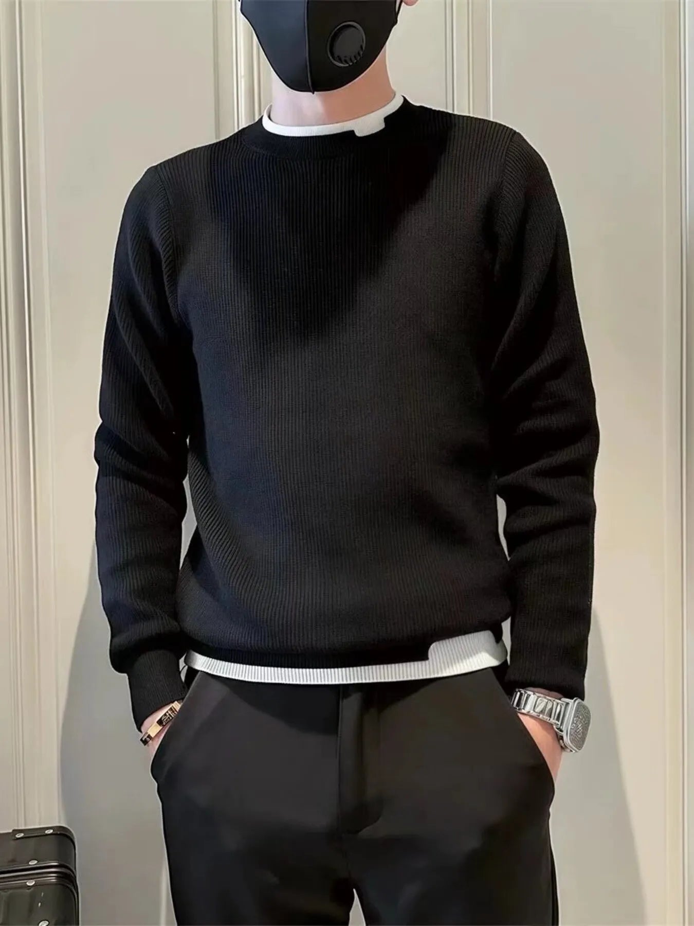 Men's Plus Size Slim Fit Ribbed Knit Top