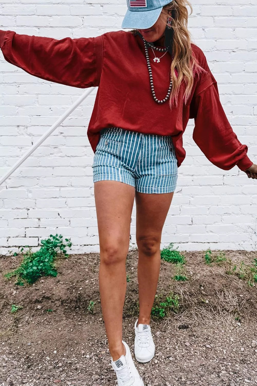 Ribbed Detail Drop Shoulder Cutout Back Sweatshirt