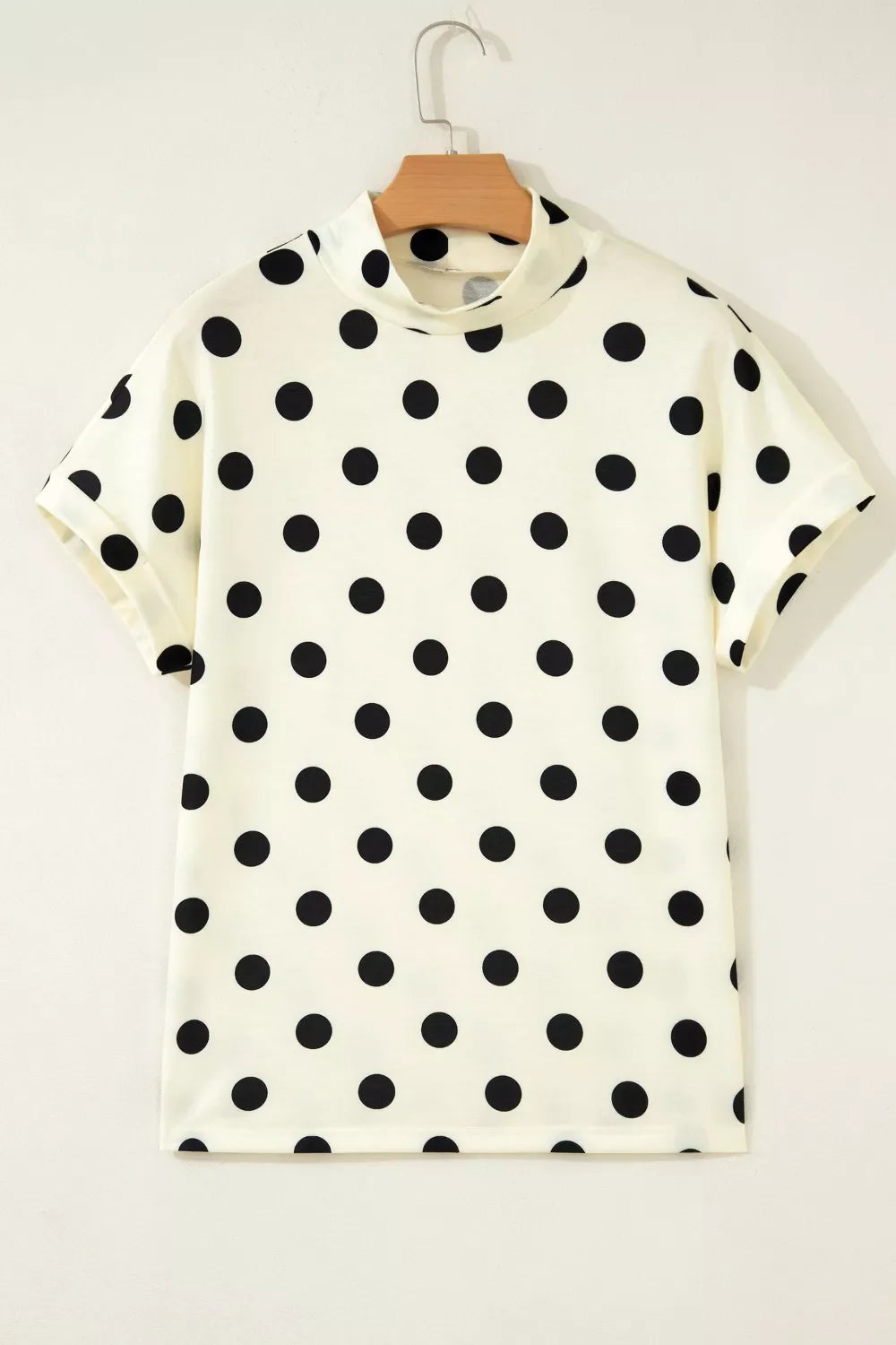 Polka Dot Print High Neck Dolman Top