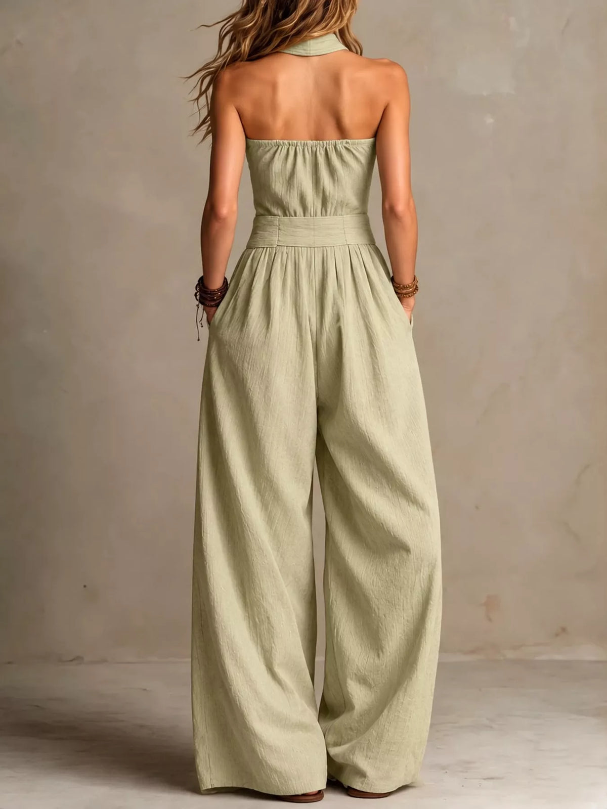 Full Size Halter Neck Wide-Leg Jumpsuit Plus Size
