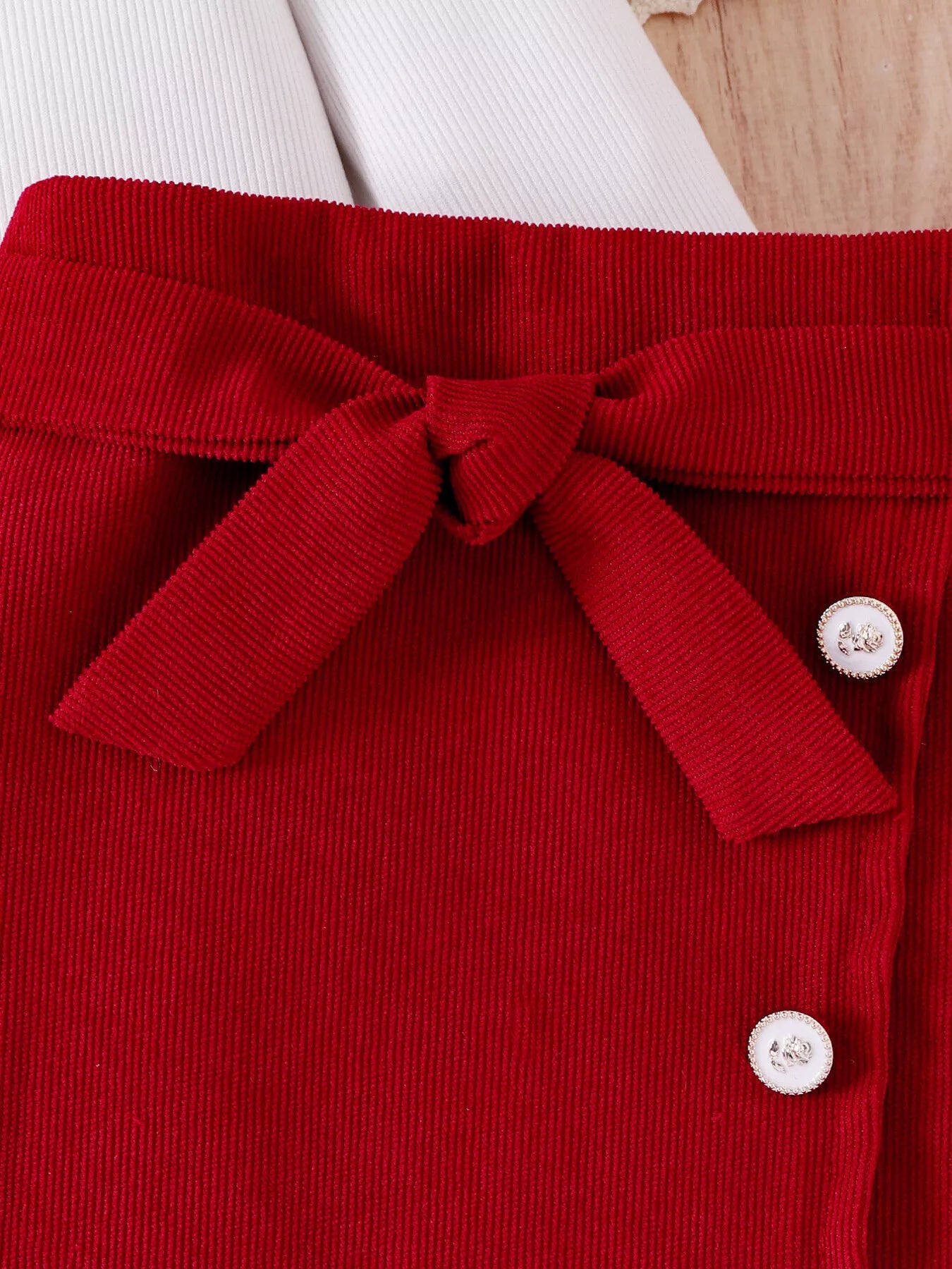 Children's Bow Long Sleeve Top and Skirt Set