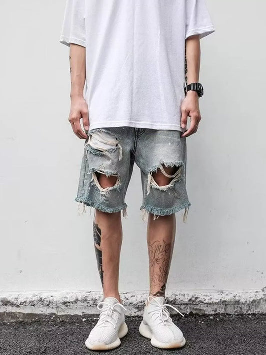 Men's Full Size Distressed Denim Shorts Plus Size