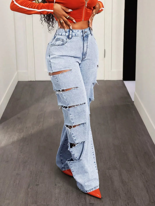 Distressed Wide Leg Jeans