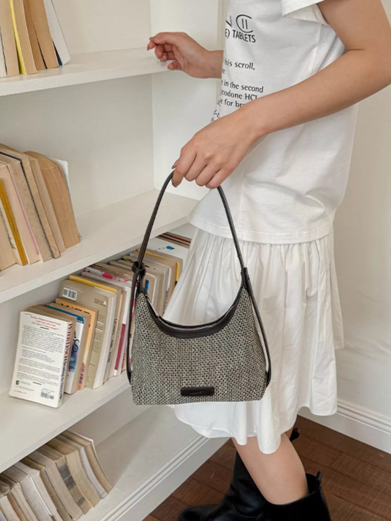 Textured Hobo Shoulder Bag