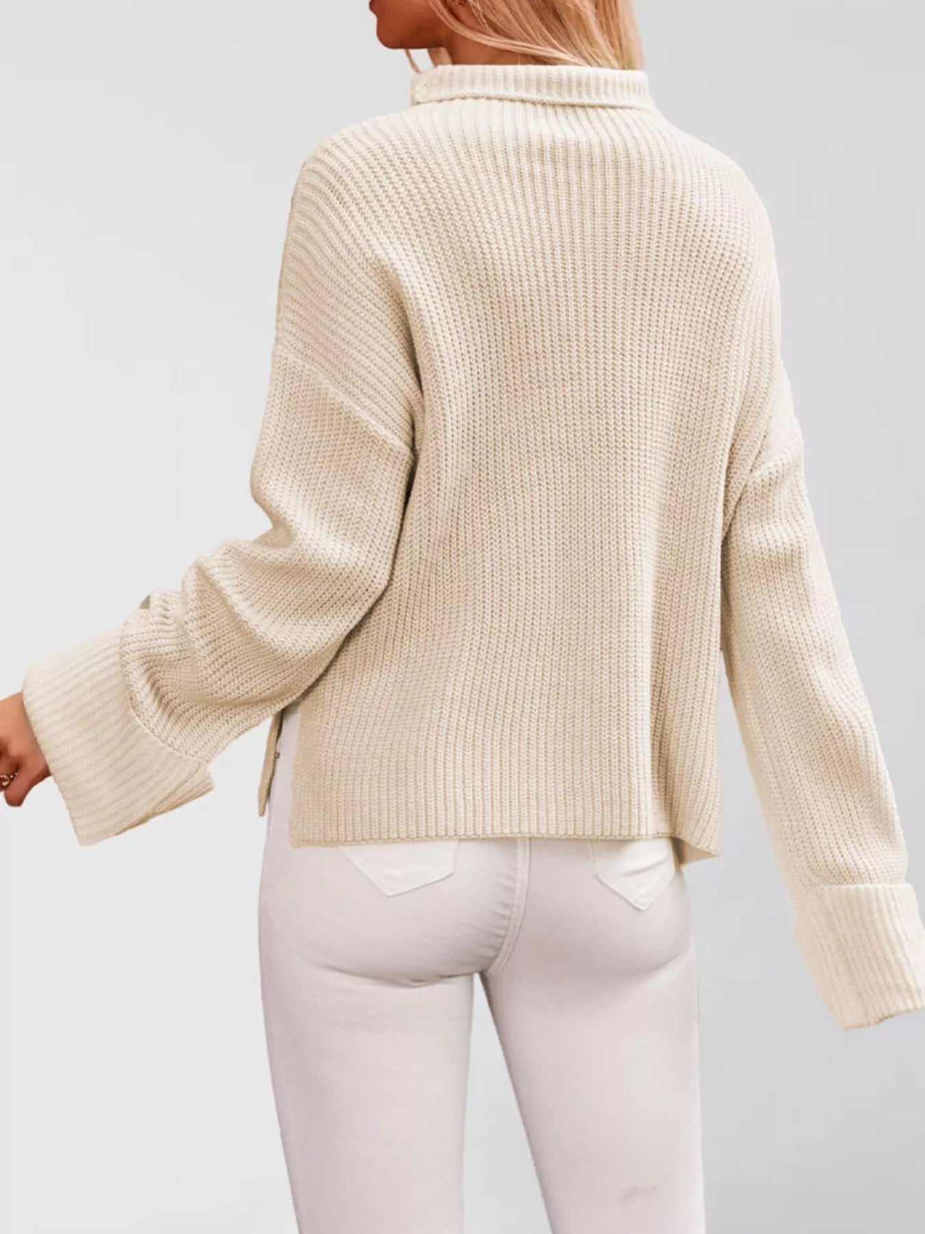 Mock Neck Dropped Shoulder Sweater