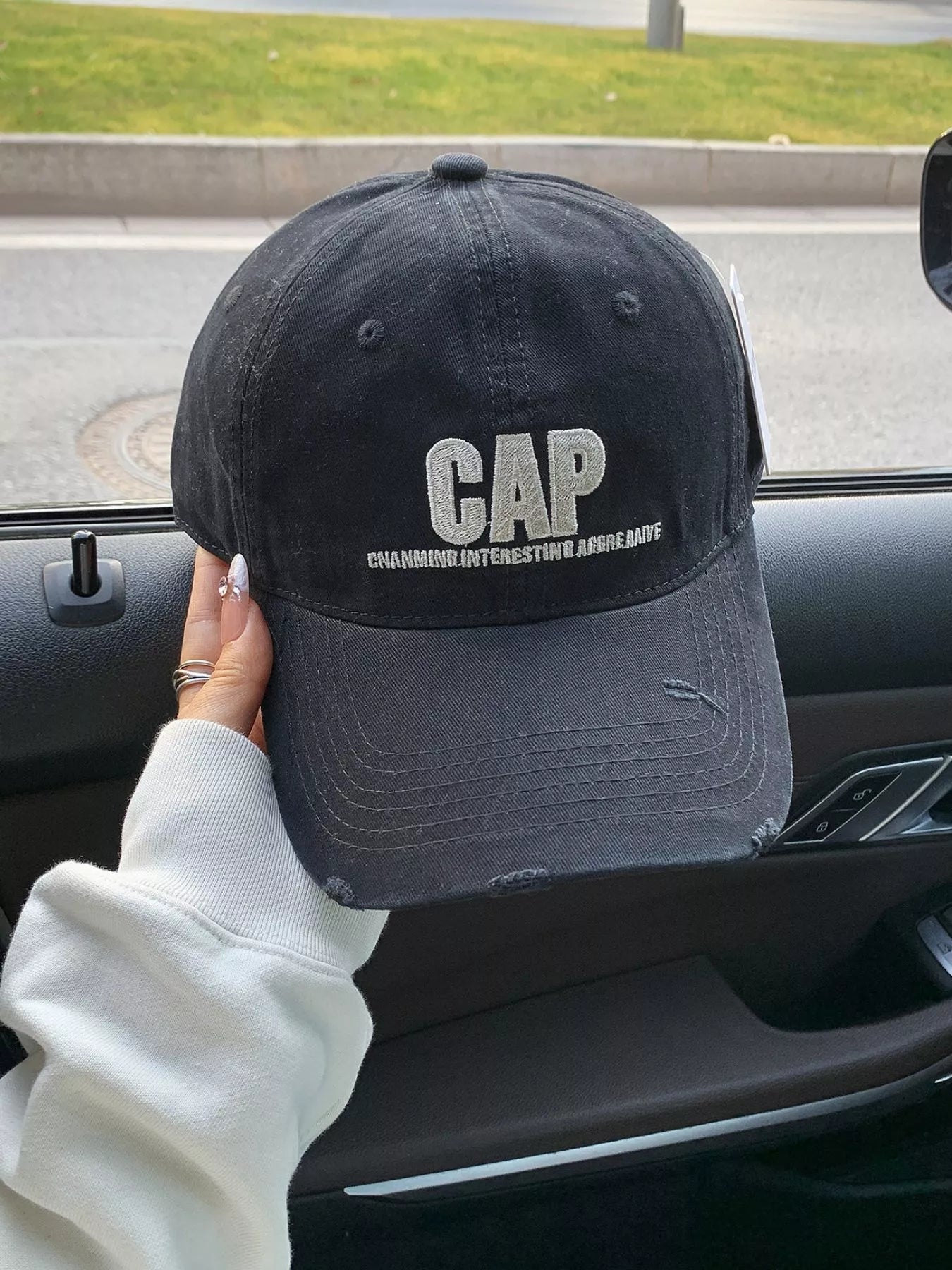 Embroidered Distressed Baseball Cap