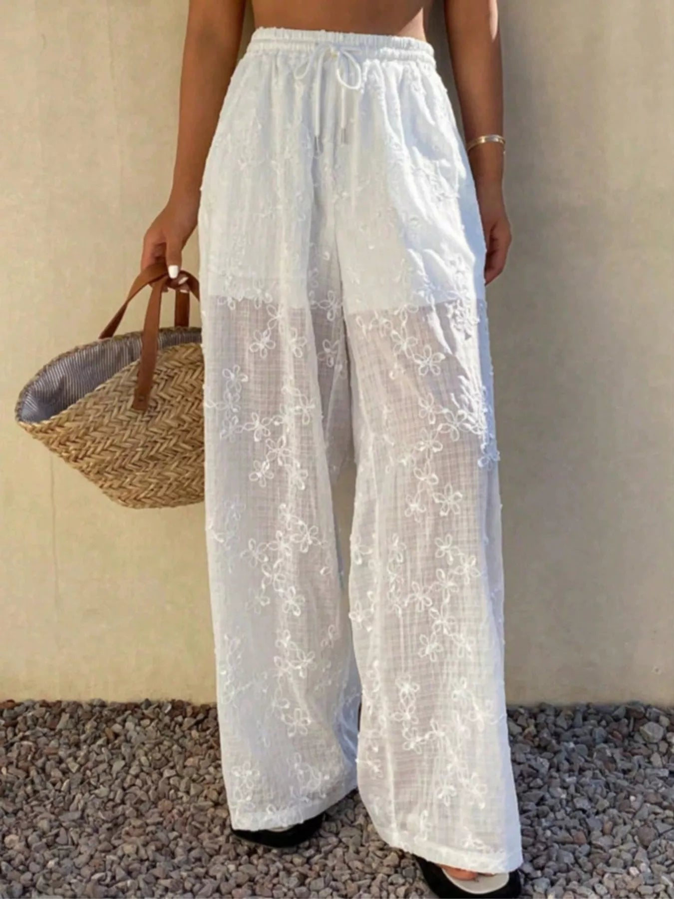 Drawstring Wide-Leg Pants