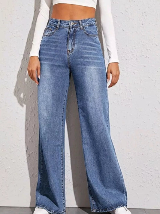 High-Waisted Wide Leg Jeans