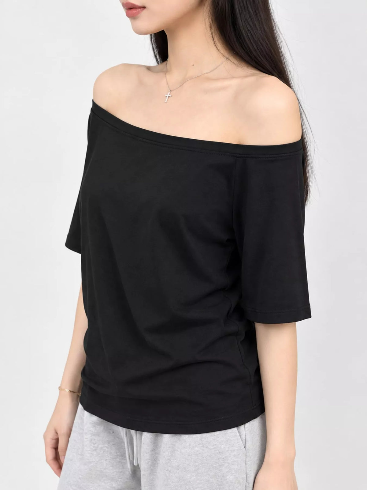 Boat Neck Short Sleeve T-Shirt