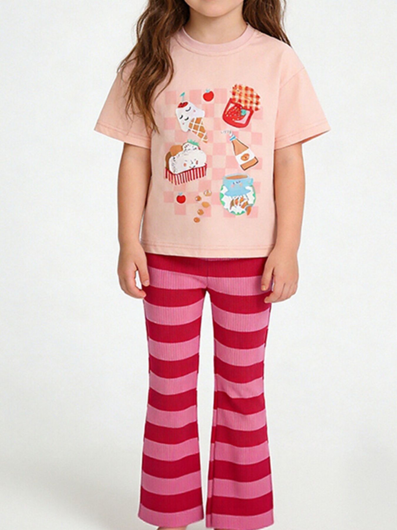 Children's Graphic Tee & Striped Flare Pants Set
