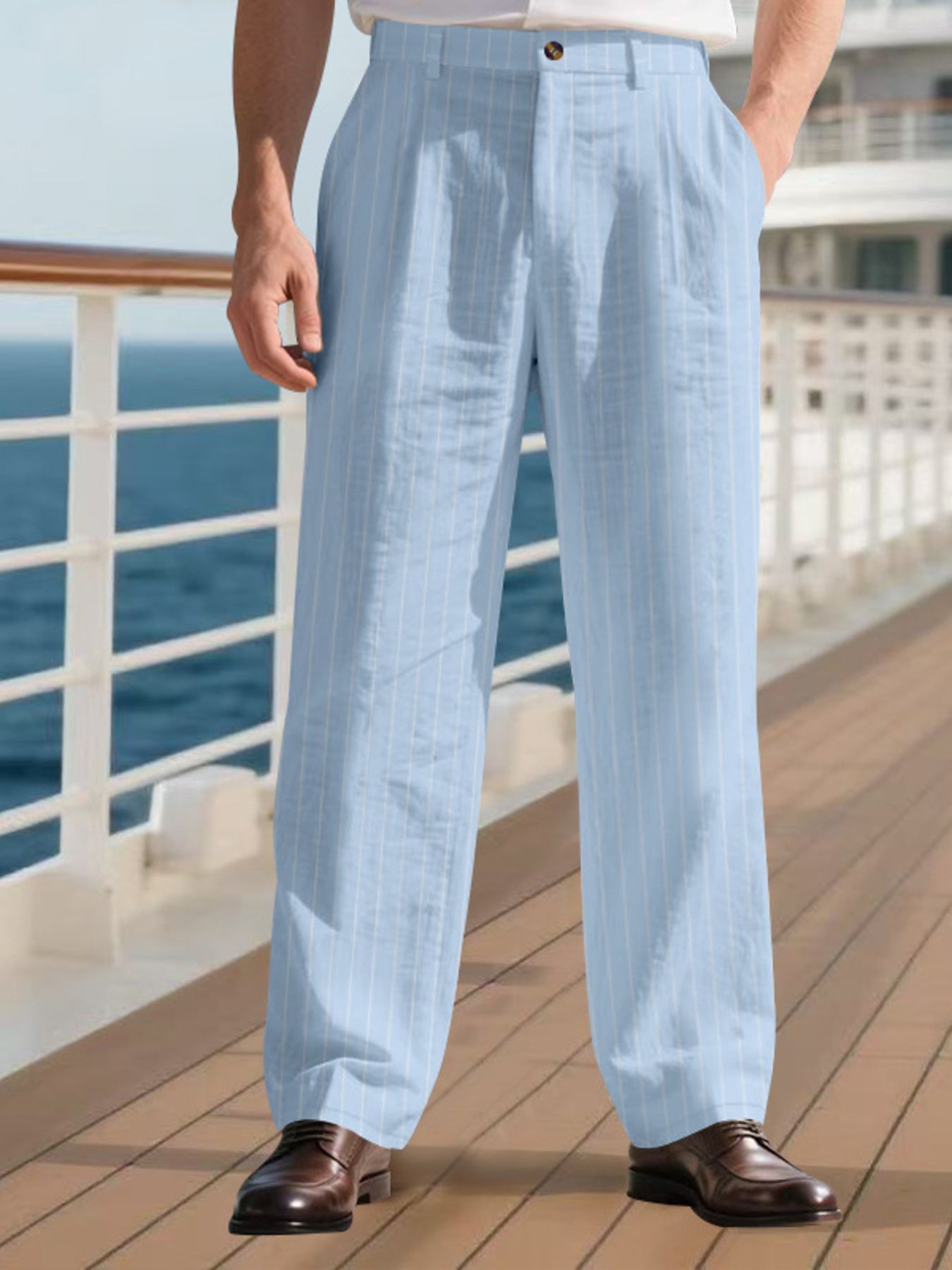 Men's Full Size Striped Wide Leg Pant Plus Size