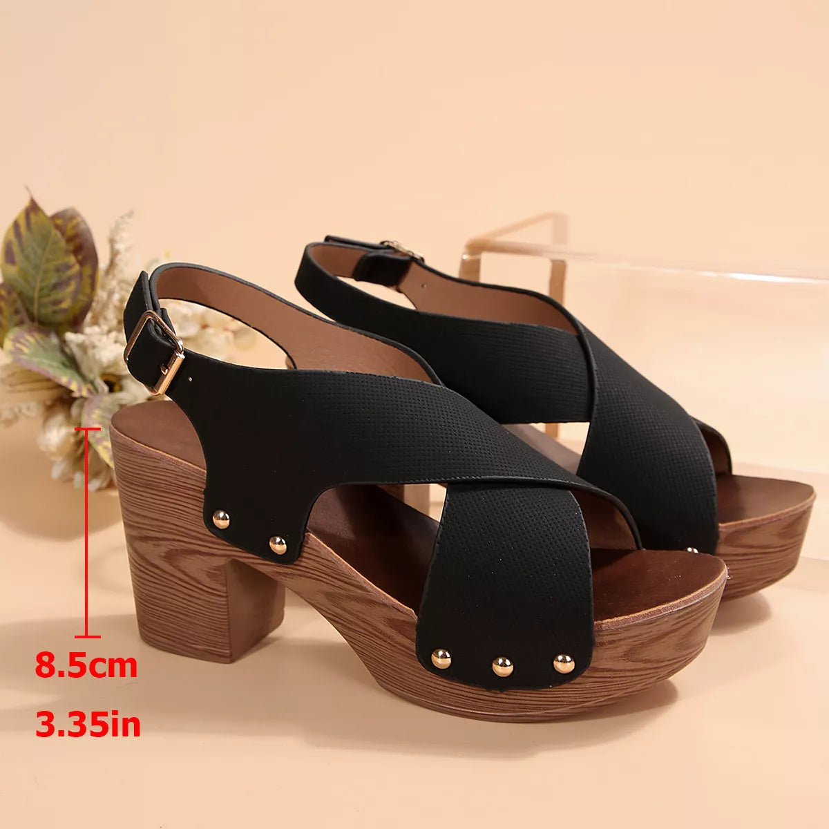 Crisscross Block Heels Sandals