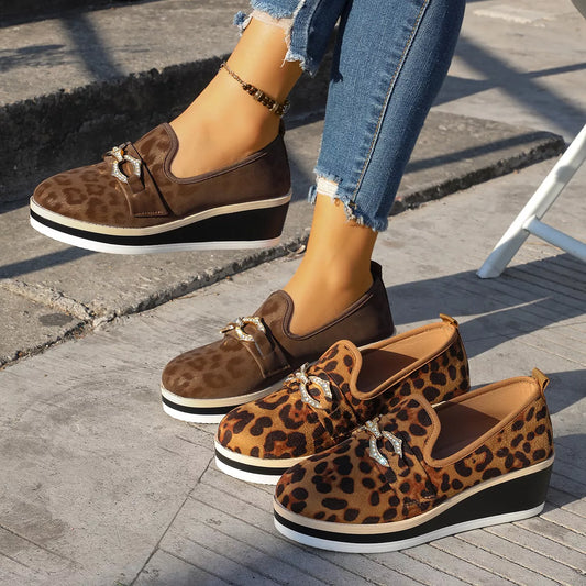 Leopard Print Wedge Loafers