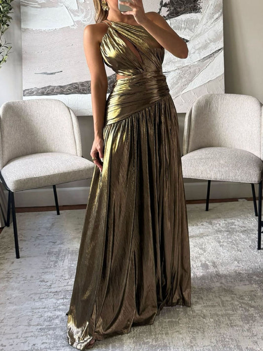 Cutout Single Shoulder Maxi Dress