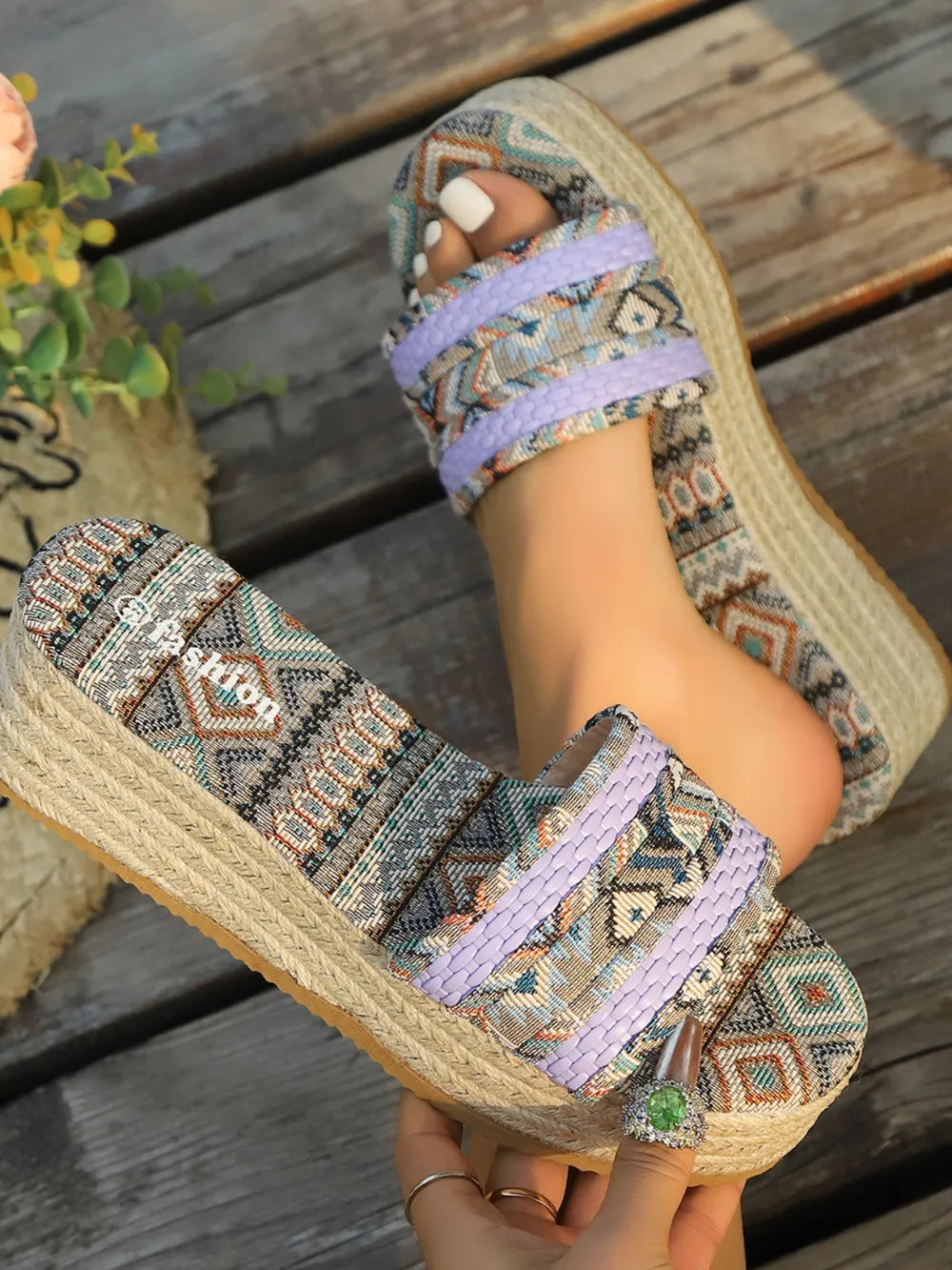 Geometric Open Toe Platform Sandals