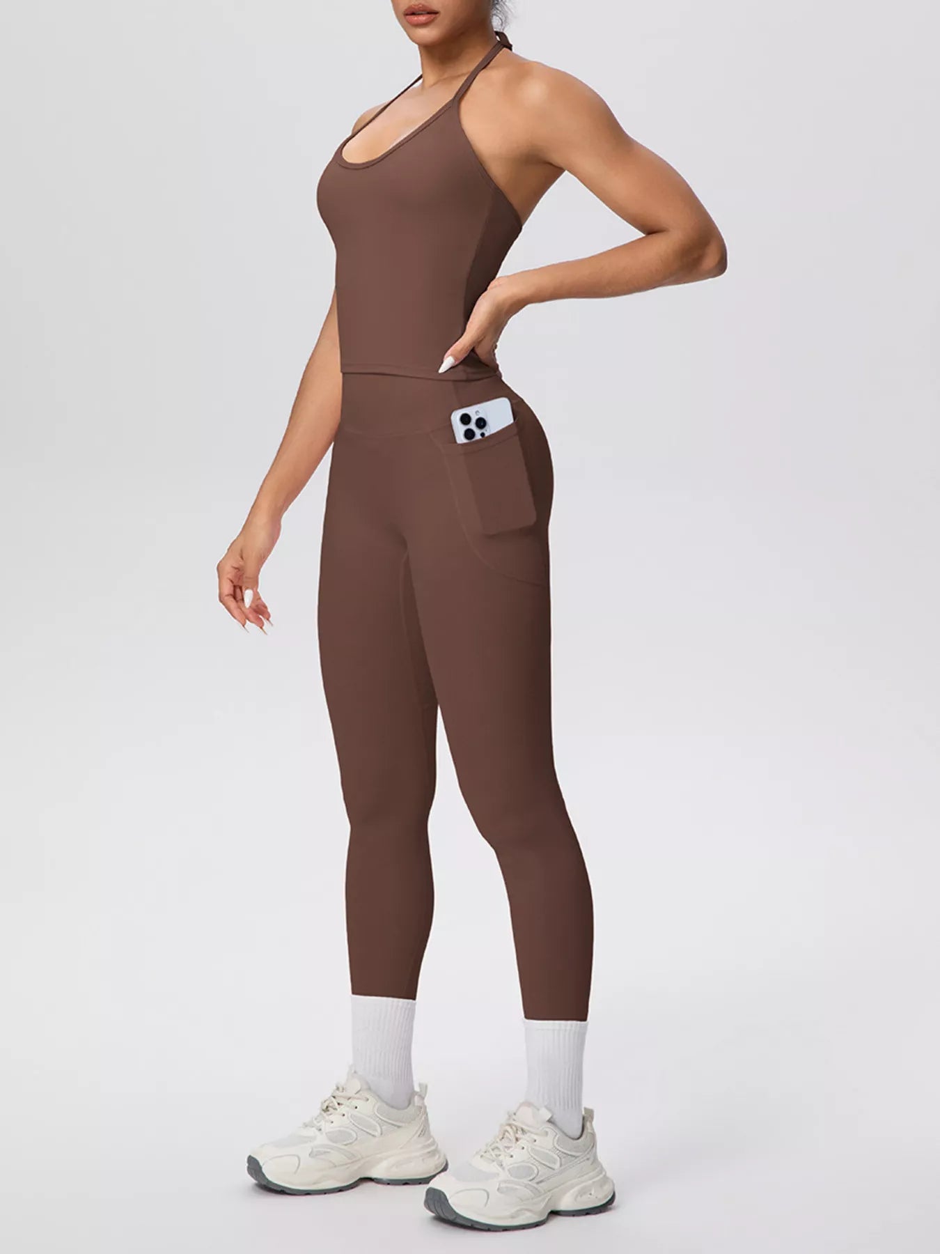 Halter Neck Cami and High-Waisted Leggings Active Set