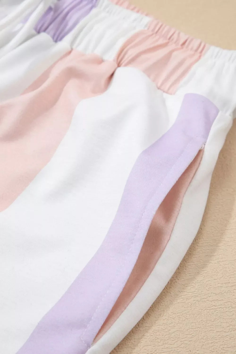 Stripe Multicolored Print Drawstring Loose Pants with Side Pockets