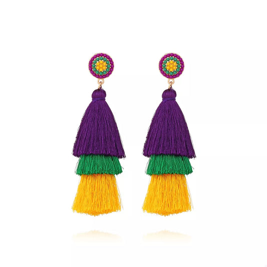 Layered Tassel Drop Earrings