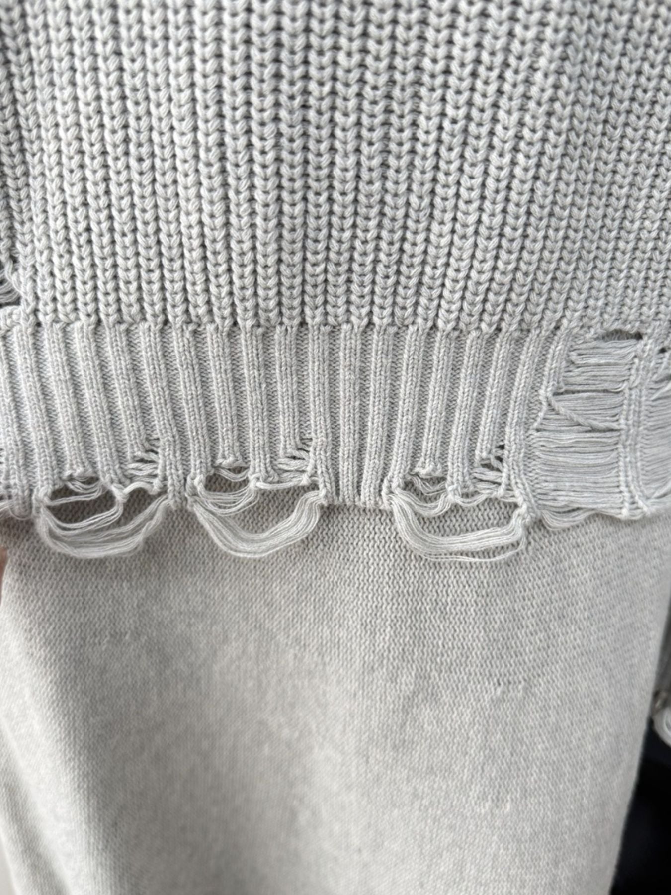 Distressed Long Sleeve Sweater and Skirt Set