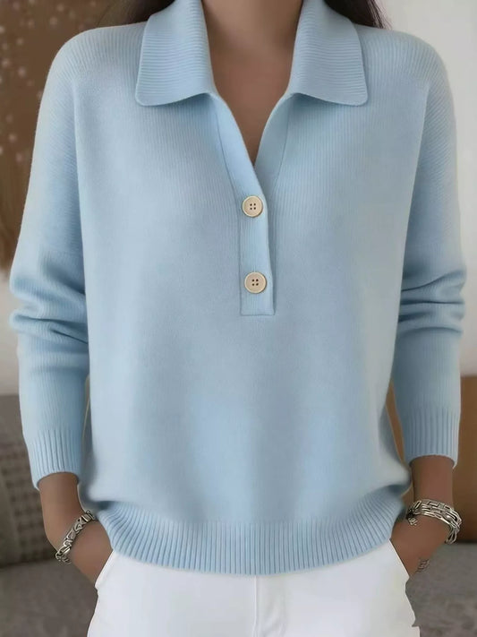 Full Size Button Detail Long Sleeve Sweater Plus Size