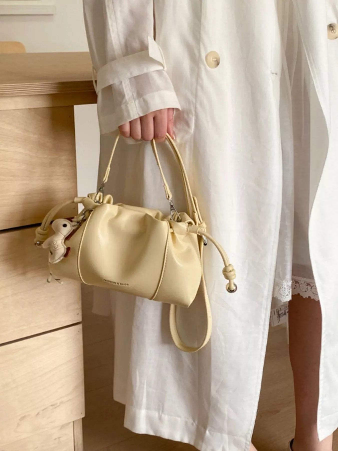 Drawstring Leather Crossbody Bag