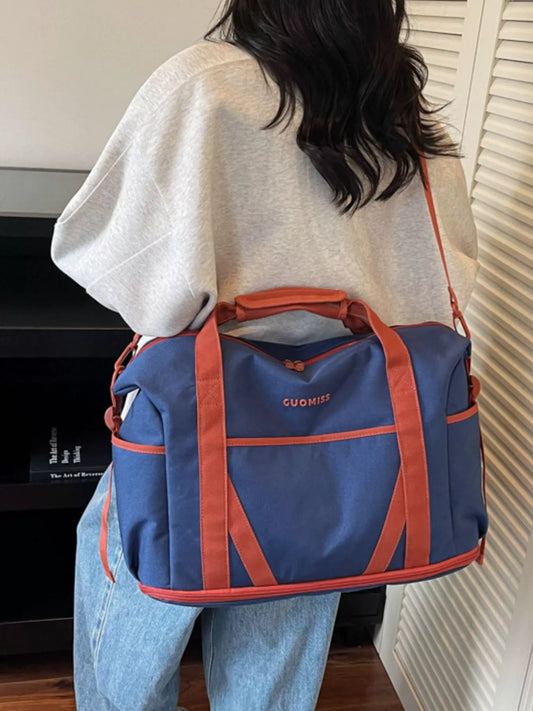 Contrast Oxford Cloth Travel Bag