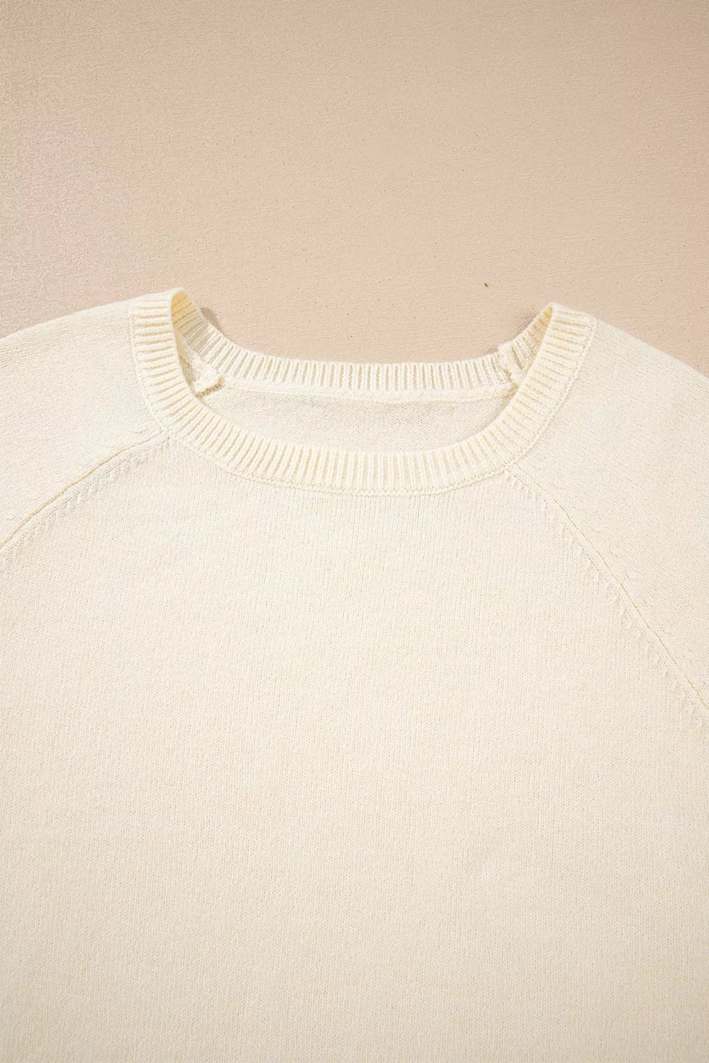 Button-Cuff Crew Neck Sweater