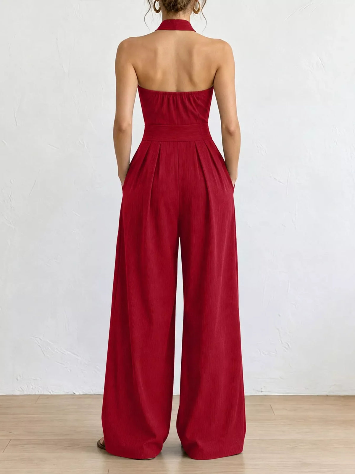 Full Size Halter Neck Wide-Leg Jumpsuit Plus Size