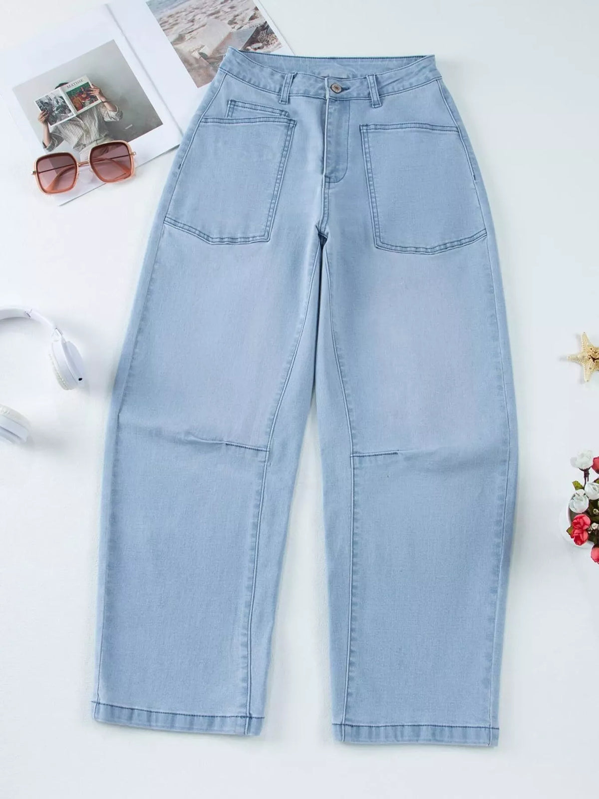 Wide-Leg Jeans with Patch Pockets
