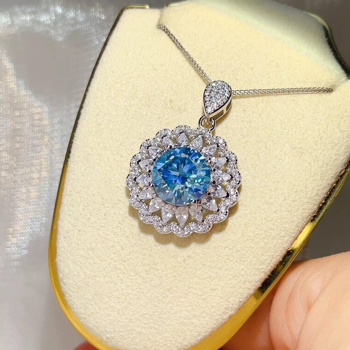 5 Carat 925 Sterling Silver Moissanite Pendant Necklace