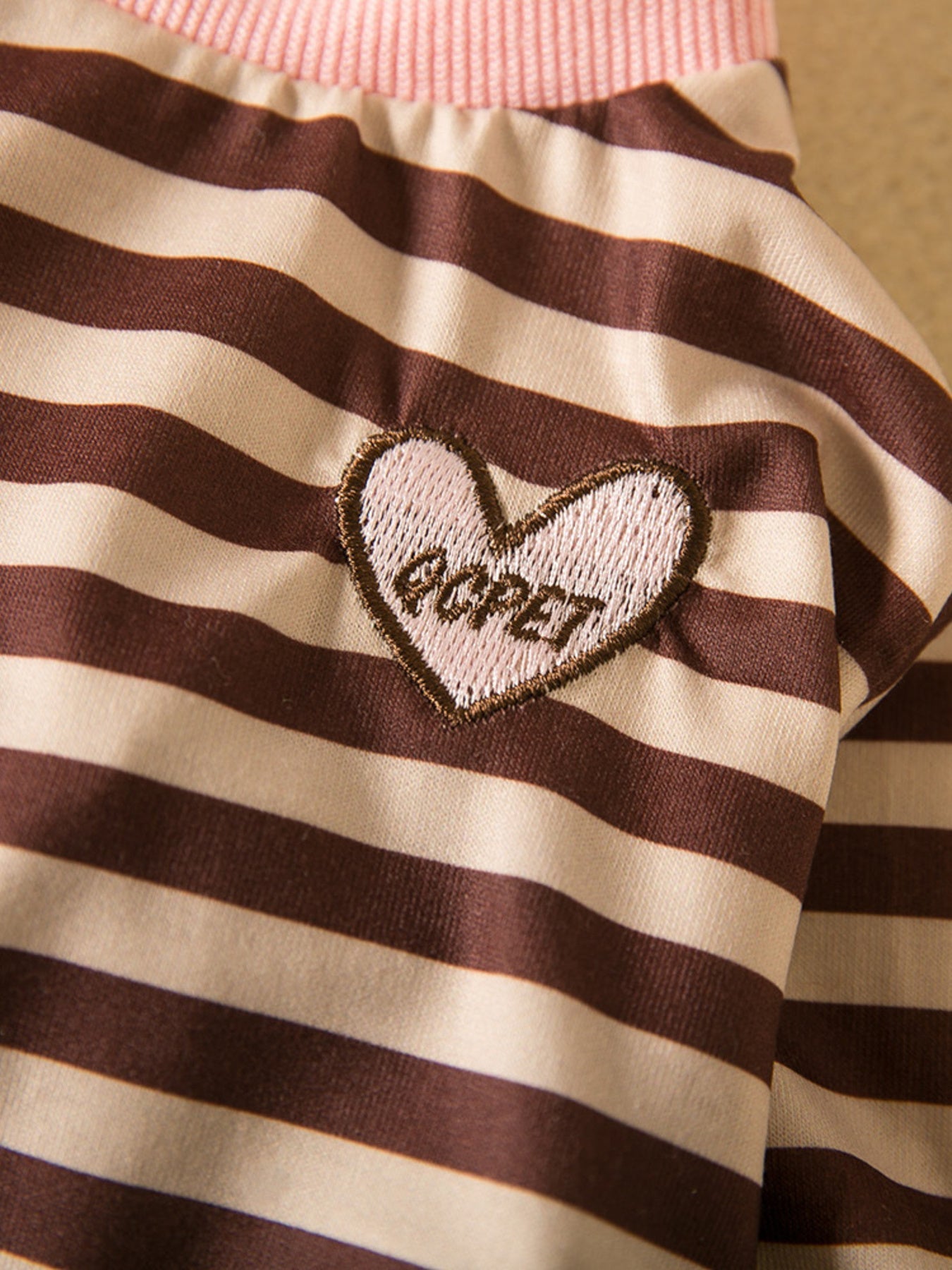 Striped Heart Patch Pet Top