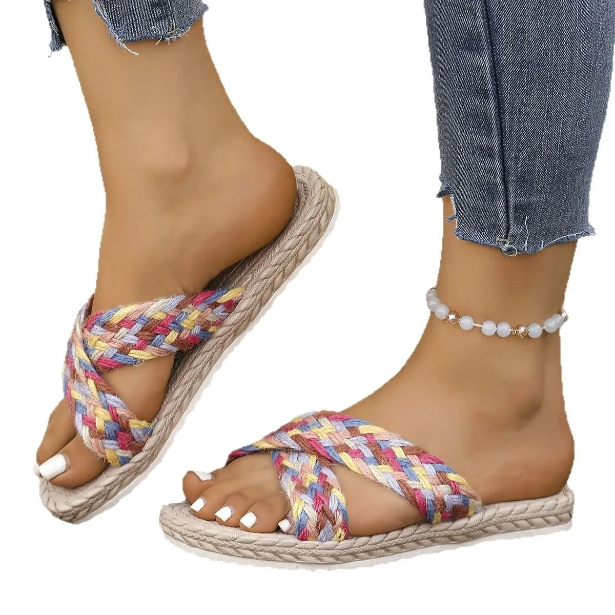 Crisscross Braided Platform Sandals