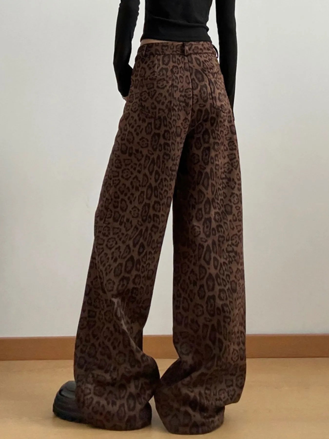 Leopard Print Wide Leg High Waist Pants