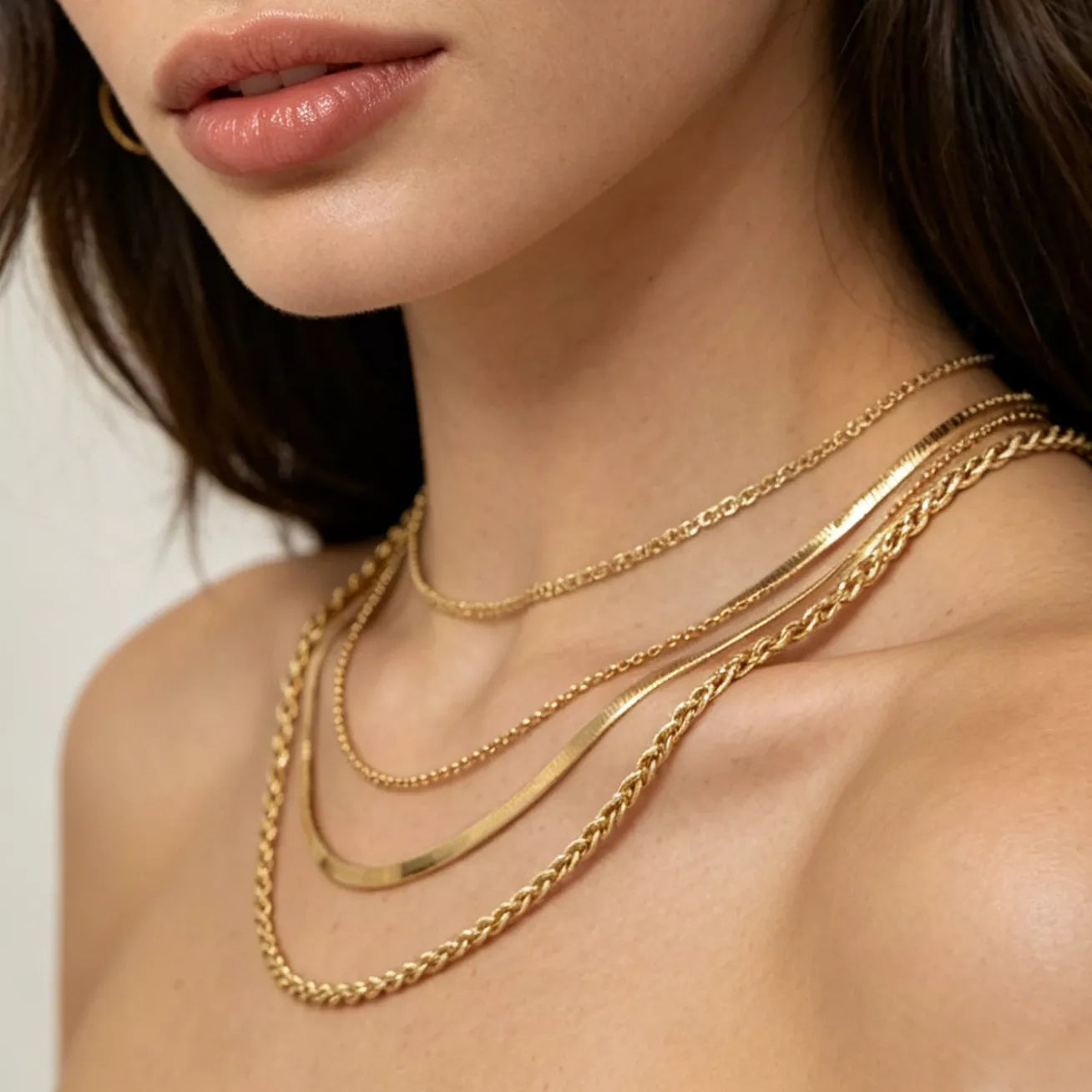 Layered 18K Gold-Plated Chain Necklace