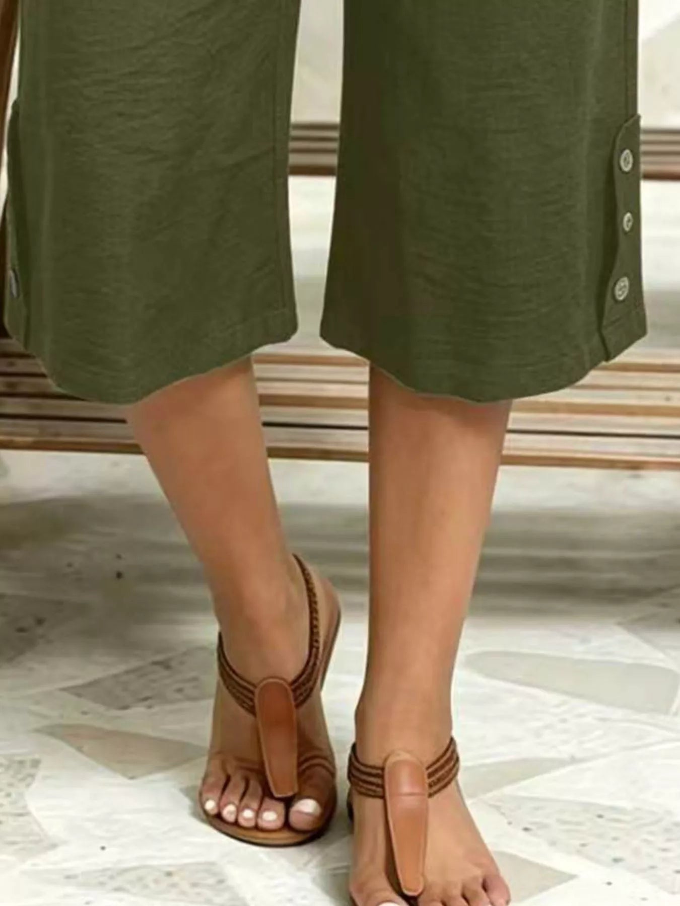 High-Waisted Drawstring Capris