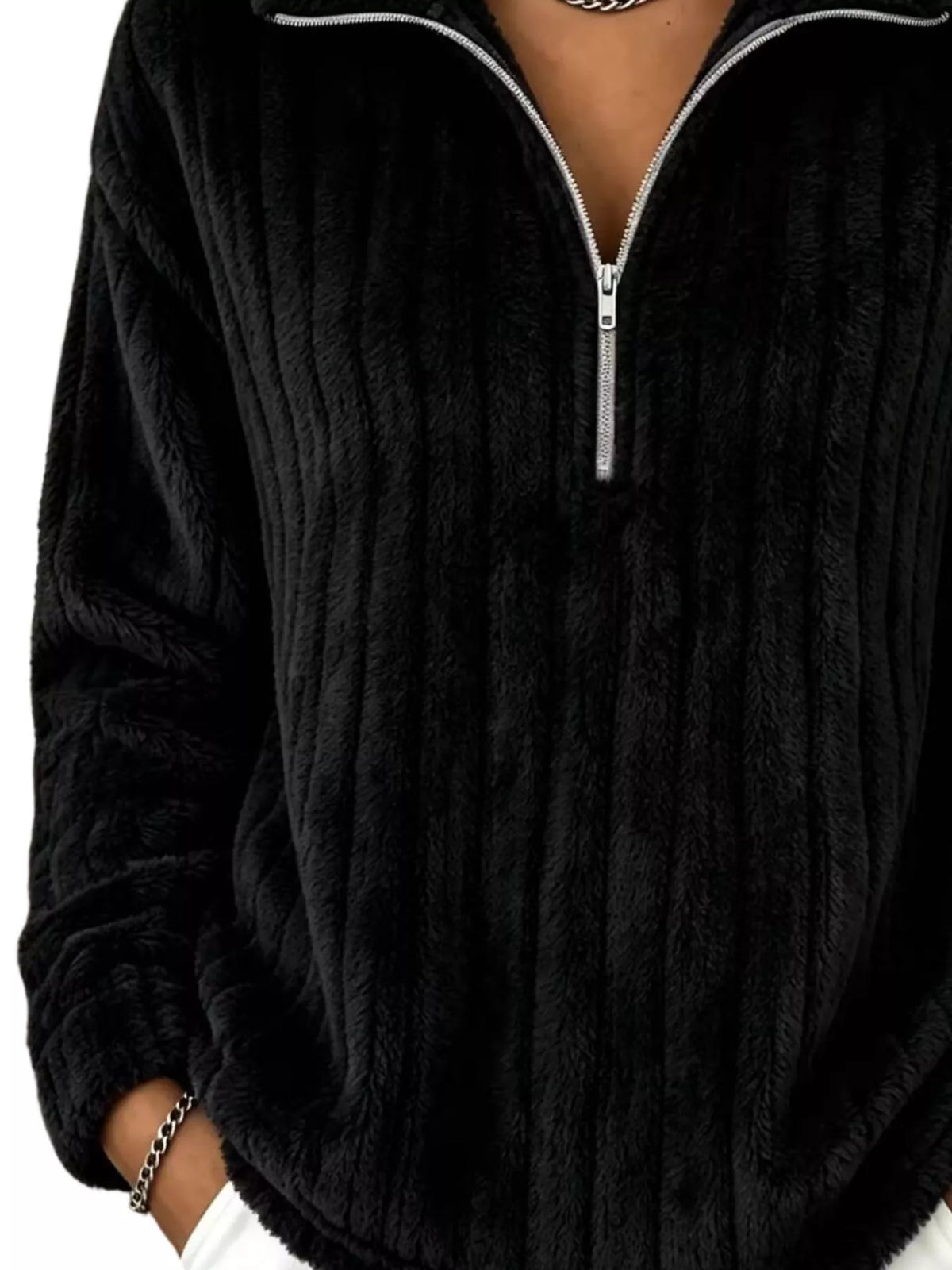 Quarter-Zip Dropped Shoulder Sweatshirt