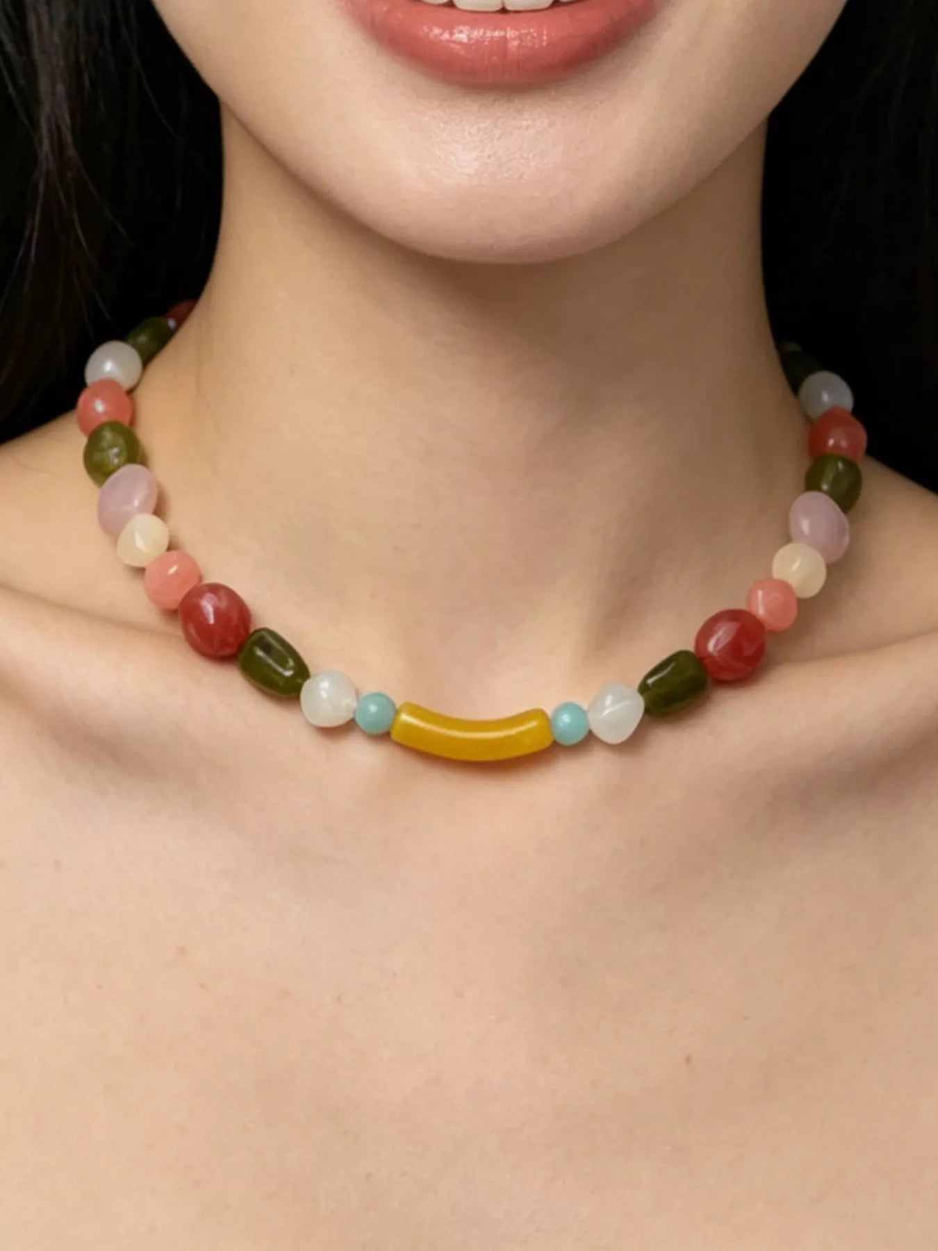 Colorful Beaded Choker Necklace