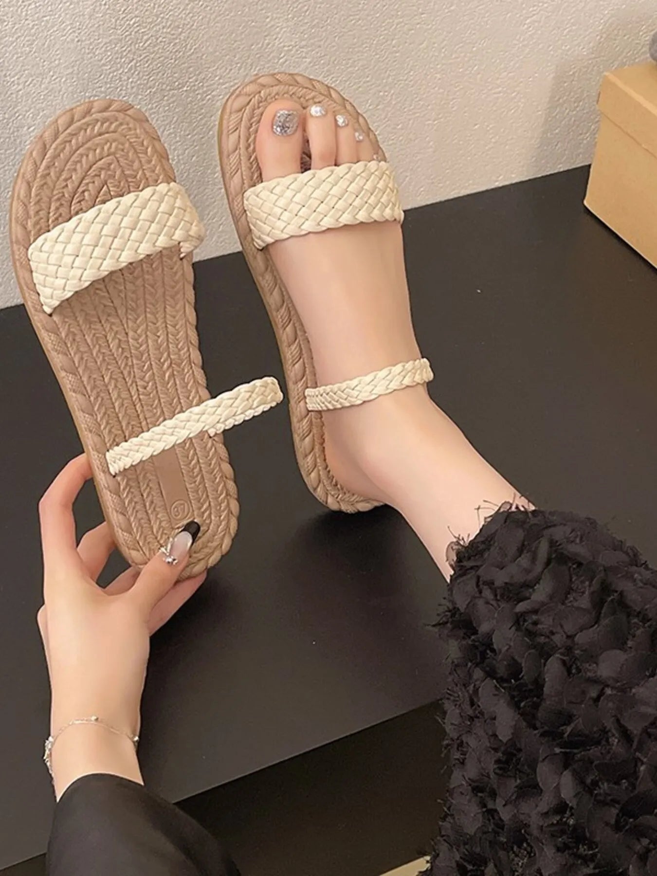 Braided Strap Espadrille Sandals